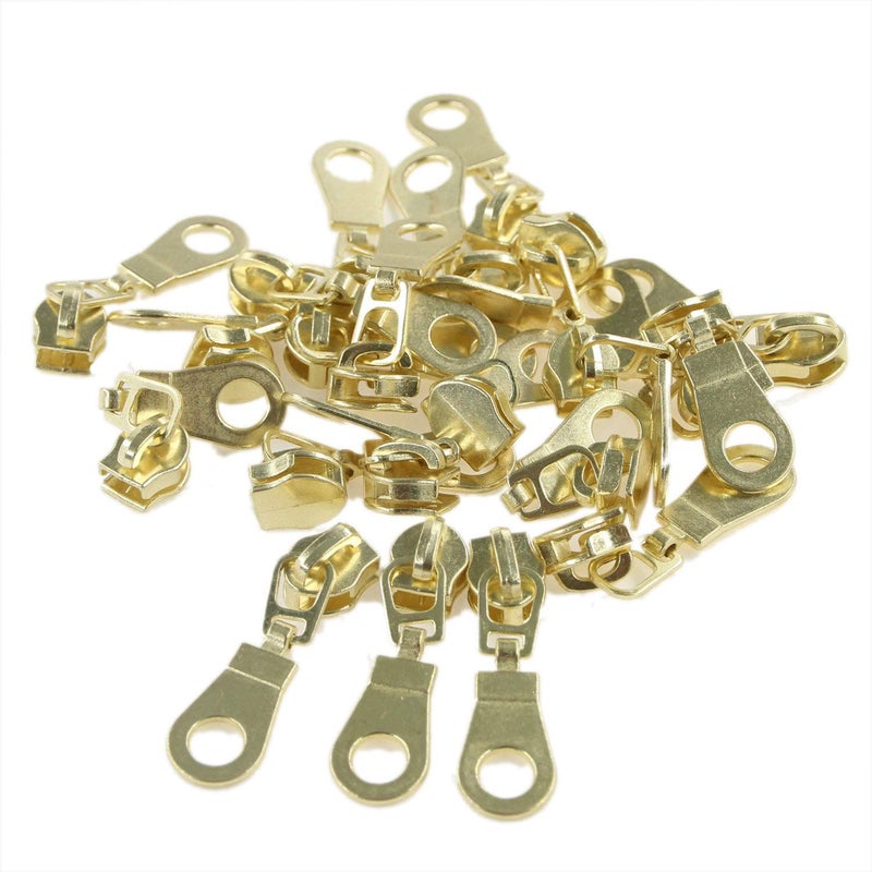 Leekayer White Nylon Zipper #5 Gold Metallic Nylon Coil Teeth Zipper by The Yards Bulk 10 Yards Tape with 25pcs Gold Sliders for DIY Sewing Tailor Craft Bag(White) - Image 3